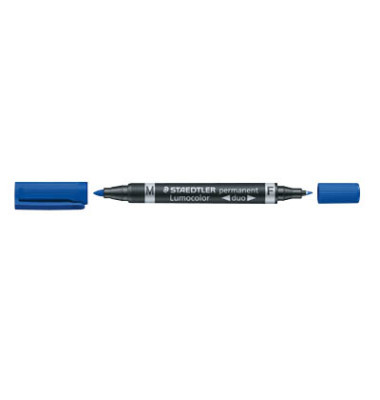 Permanentmarker Lumocolor duo, 348-3, Pack, blau, 0,6-1,5mm Rundspitze/doppel