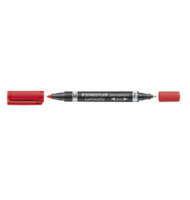 Permanentmarker Lumocolor duo, 348-2, Pack, rot, 0,6-1,5mm Rundspitze/doppel