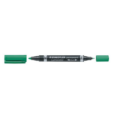 Permanentmarker Lumocolor duo, 348-5, Packung, gr&uuml;n, 0,6-1,5mm Rundspitze/doppel