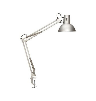 Schreibtischlampe MAULstudy 823 05 95, Energiesparlampe, mit Tischklemme, silber