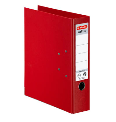 Ordner maX.file protect plus 10834323, A4 80mm breit PP vollfarbig rot