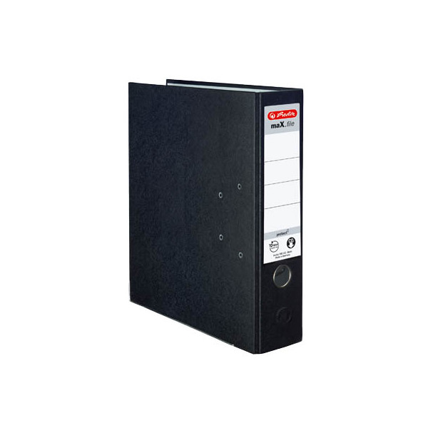 4008115480805 - herlitz maXfile protect Ordner DIN A4 80 mm Schwarz 2 Ringe 5480801 Pappkarton PP (Polypropylen) Texturiert Hochformat