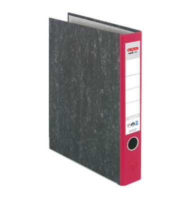 Ordner maX.file nature 05141304, A4 50mm schmal Karton Wolkenmarmor rot