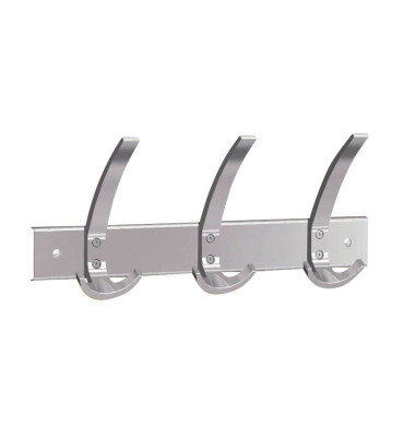 Wandgarderobe public 6402, Metall, Kunststoff, mit 3 Haken, silber, 1 Stück