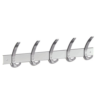 Wandgarderobe public 6404, Metall, Kunststoff, mit 5 Haken, silber, 1 Stück Wandgarderobe public 6404, Metall, Kunststoff, mit 5 Haken, silber, 1 Stück