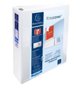 Pr&auml;sentationsringbuch Kreacover 51845E, A4+ 4 Ringe 60mm Ring-&Oslash; PP-kaschiert, 3 Au&szlig;entaschen, 2 Innentaschen, wei&szlig;