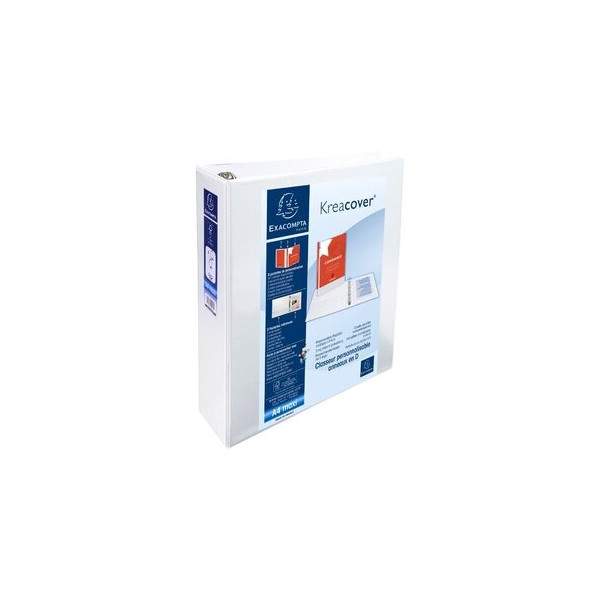 Exacompta Präsentationsringbuch Kreacover 51845E, A4+ 4 Ringe 60mm Ring-Ø PP-kaschiert, 3 Außentaschen, 2 Innentaschen, weiß 3130638518459