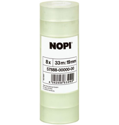 Nopi Klebeband 57888 19mm x 33m transparent 8 Stück