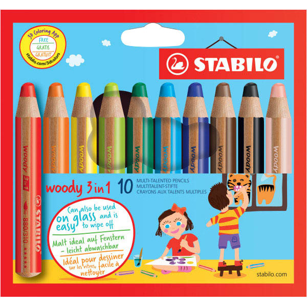 4006381185646 - STABILO woody 3 in 1 Buntstifte farbsortiert - 10 Stück