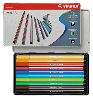 Fasermaler Pen 68 Metalletui 10 Farben