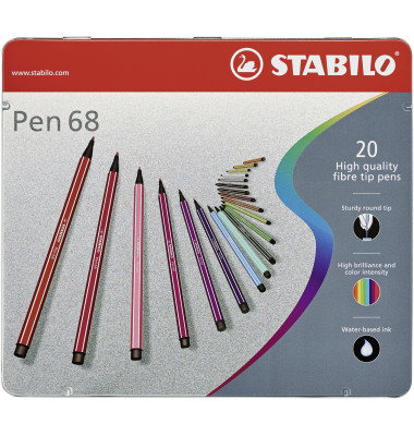 Fasermaler Pen 68 Metalletui 20 Farben