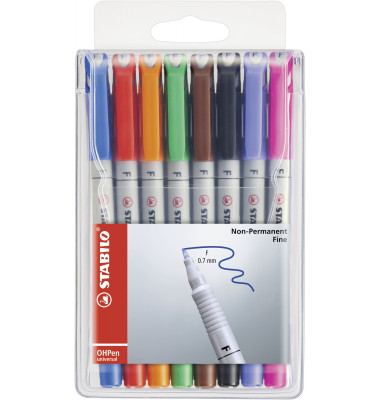 Folienstifte-Set OHPen universal, 852/8, 8-farbig sortiert, 0,7mm, Rundspitze