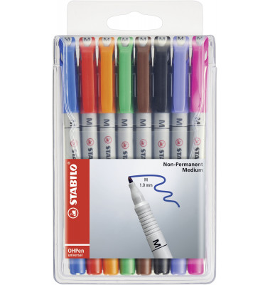 Folienstifte-Set OHPen universal, 853/8, 8-farbig sortiert, 1mm, Rundspitze
