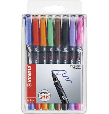 Folienstifte-Set OHPen universal, 843/8, 8-farbig sortiert, 1mm, Rundspitze