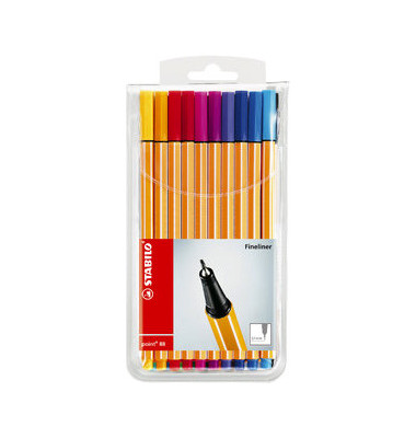 Fineliner-Set point 88, 8820-03, orange, wei&szlig;e Streifen (Schreibfarbe: 20-farbig sortiert), 0,4mm