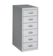 Schubladenschrank 60063, Stahl, 6 Schubladen (Vollauszug), A4, 28 x 67 x 40 cm, silber
