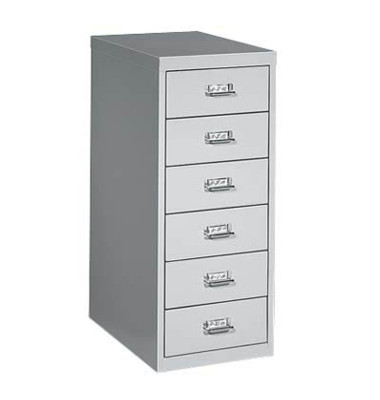 Schubladenschrank 60063, Stahl, 6 Schubladen (Vollauszug), A4, 28 x 67 x 40 cm, silber