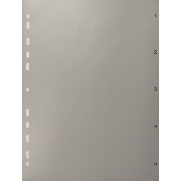 Alpedia Kunststoffregister 190, 1 bis 5, A4, 120µm, graue Taben, 5-teilig 4044581000017 Alpedia