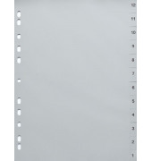 Kunststoffregister 1-12 A4 0,12mm graue Taben 12-teilig