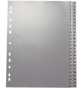 Kunststoffregister 1117, 1 bis 52, A4, 120µm, graue Taben, 52-teilig