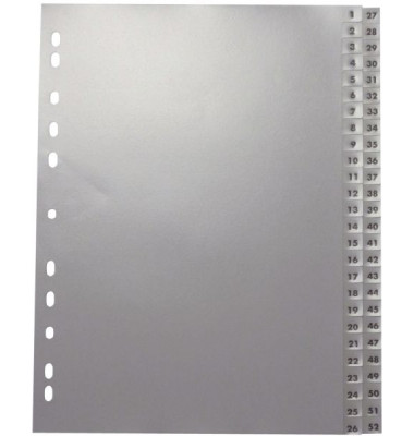 Kunststoffregister 1117 1-26 / 27-52 A4 0,12mm graue Taben 2x 26-teilig