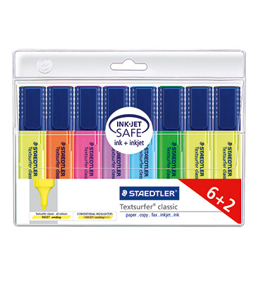 Textmarker Textsurfer classic 6+2er Etui farbig sortiert 1-5mm Keilspitze