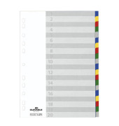 Kunststoffregister 675827, 20-teilig blanko, A4, 120µm, farbige Taben, 20-teilig