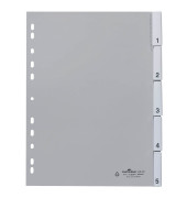 Kunststoffregister 6440 10, 5-teilig blanko, A4, 120µm, transparente Fenstertaben, 5-teilig mit Wechseltaben