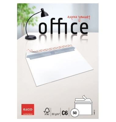 Briefumschläge Office C6 ohne Fenster haftklebend 80g hochweiß