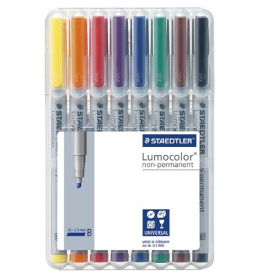 Folienstift B farbig sortiert 1,0-2,5 mm permanent 8er-Etui