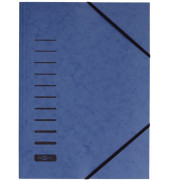 Eckspannmappe 24007-02, A4 blau Karton 335g, f&uuml;r ca. 150 Blatt, mit 3 Einschlagklappen
