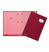 Unterschriftenmappe DE LUXE 24201-01, A4 20 F&auml;cher Graupappe mit Leinen &uuml;berzogen rot + rosa