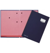 Unterschriftenmappe DE LUXE 24201-02, A4 20 F&auml;cher Graupappe mit Leinen &uuml;berzogen blau + rosa