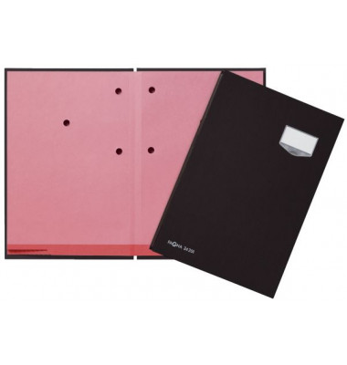Unterschriftenmappe DE LUXE 24201-04, A4 20 F&auml;cher Leinen schwarz + rosa
