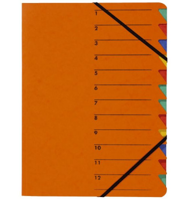 Ordnungsmappe Easy 24131-12, 1-12, orange, Din A4, 12 F&auml;cher