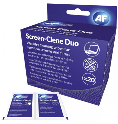 Bildschirm-Reinigungstücher Screen-Clene für Bildschirme/Glas 20 Doppelbeutel