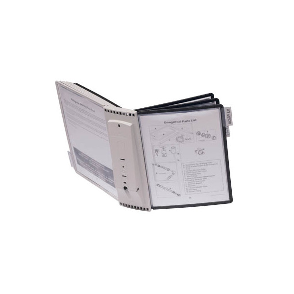 4005546503707 - DURABLE Wandhalter SHERPA Komplettset inklusive Halter 10 Sichttafeln DIN A4 je 5 Stück grau und schwarz 10 Aufsteckreiter 58 mm