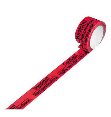 Signalpackband 100336, Vorsicht Elektrogeräte, 50mm x 66m, PVC, leise abrollbar, rot/schwarz