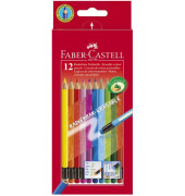 Buntstifte mit Radiergummi 12-farbig sortiert 6 x 175mm