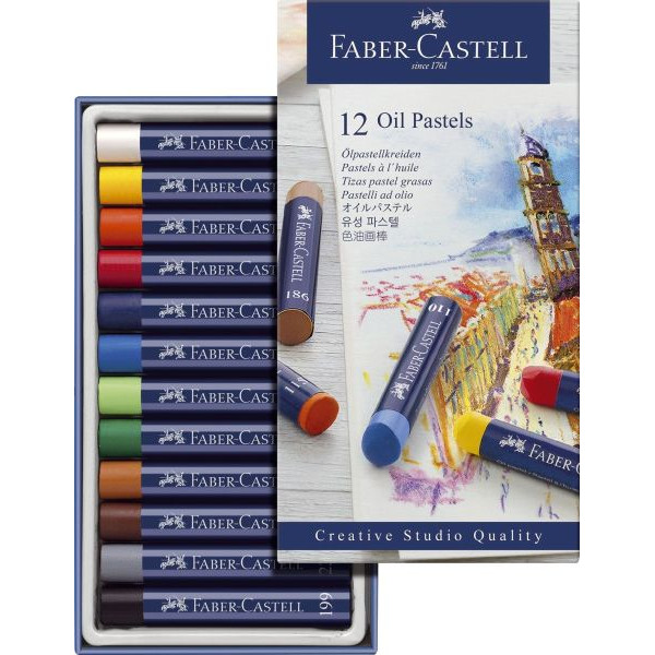 4005401270126 - Pastell-Ölkreide Goldfaber 127012 12er Etui farbig sortiert rund 10x70mm 4005401270126 Faber-Castell