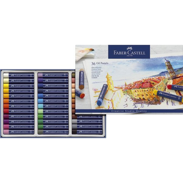 Faber-Castell Pastell-Ölkreide Goldfaber 127036 36er Etui farbig sortiert rund 10x70mm 4005401270362 Faber-Castell 36 Stück