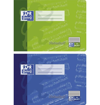 Notenheft 100050394, Lineatur 14 / Notenlinien / keine, A5 quer, 90g, farbig sortiert, 8 Blatt / 16 Seiten
