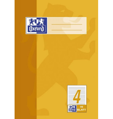 Schulheft 100050367, Lineatur 4 / liniert / keine, A5, 90g, dunkelgelb, 16 Blatt / 32 Seiten
