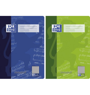 Notenheft 100050363, Lineatur 14 / Notenlinien / keine, A4, 90g, farbig sortiert, 8 Blatt / 16 Seiten