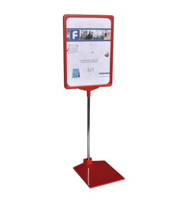 Infost&auml;nder PSMA401, A4, 32-62cm h&ouml;henverstellbar, Einschubrahmen , beidseitig, rot