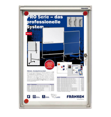 Schaukasten X-tra Line 1 x A4 extraflach Metallrückwand weiß, silber magnetisch