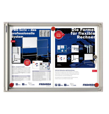 Schaukasten X-tra Line 2 x A4 extraflach Metallrückwand weiß, silber magnetisch