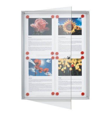 Schaukasten X-tra!Line FSA4, 4xA4 (A2), weiß/silber, magnetisch