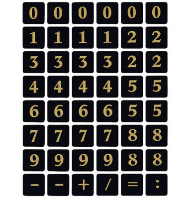 Zahlenetikett 13x13 sw/gold 0-9