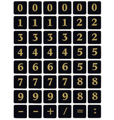 Zahlenetikett 13x13 sw/gold 0-9